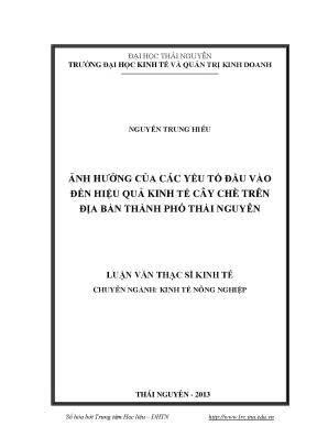 Ảnh hưởng của yếu tố đầu vào đến hiệu quả kinh tế cây