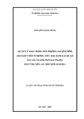 Quản Lý Hoạt Động Bồi Dưỡng Giáo Viên Tại Đại Học Giao