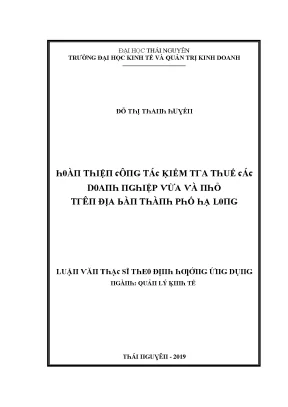 Cải thiện công tác kiểm tra thuế cho doanh nghiệp vừa và