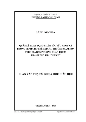 Quản Lý Chăm Sóc Sức Khỏe Trẻ Mầm Non Tại Thái Nguyên