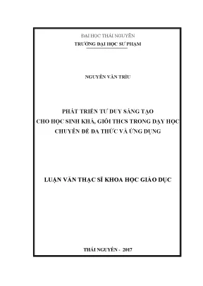Phát Triển Tư Duy Sáng Tạo Cho Học Sinh Khá, Giỏi THCS
