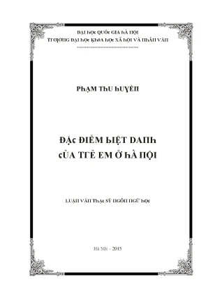 Đặc Điểm Biệt Danh Của Trẻ Em Tại Hà Nội