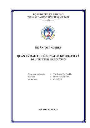 Quản Lý Đầu Tư Công Tại Sở Kế Hoạch Và Đầu Tư Tỉnh Hải