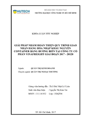 Giải Pháp Hoàn Thiện Quy Trình Giao Nhận Hàng Nhập Khẩu 