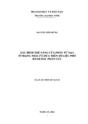 Xác định Thế Năng Phân Tử NaLi Ở Trạng Thái 21Π Dựa Trên 