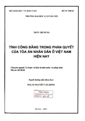 Tính Công Bằng Trong Phán Quyết Của Tòa Án Nhân Dân Ở 