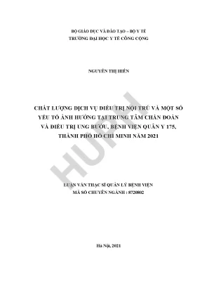 Chất lượng dịch vụ điều trị nội trú tại Bệnh viện Quân y
