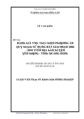Quản lý đất đai tại Thái Nguyên giai đoạn 2006 - 2010