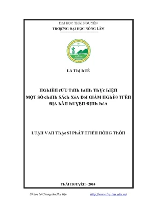 Nghiên cứu chính sách xóa đói giảm nghèo tại huyện Định Hóa