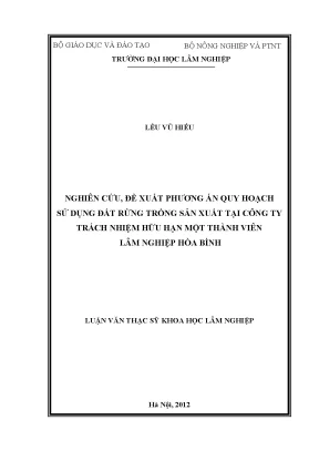 Phương Án Quy Hoạch Sử Dụng Đất Rừng Tại Công Ty Lâm