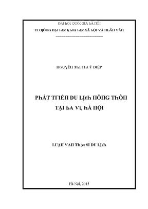 Phát Triển Du Lịch Nông Thôn Tại Ba Vì, Hà Nội