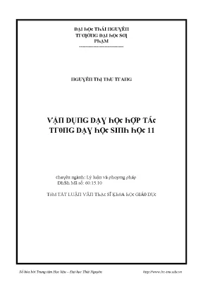 Ứng dụng dạy học hợp tác trong môn Sinh học lớp 11