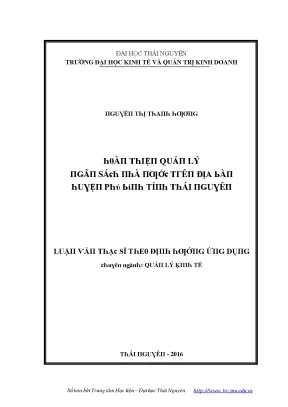Cải tiến quản lý ngân sách nhà nước tại huyện Phú Bình,