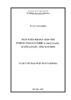 Phát Triển Đội Ngũ Giáo Viên Chất Lượng Cao Tại Trường