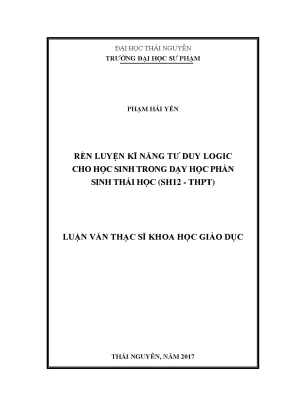 Rèn Luyện Kỹ Năng Tư Duy Logic Trong Dạy Học Sinh Thái Học