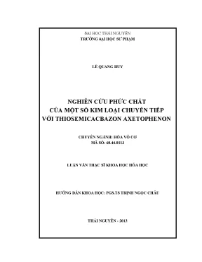 Nghiên Cứu Phức Chất Kim Loại Chuyển Tiếp Với