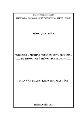 Nghiên Cứu Mô Hình Người Sử Dụng Mở Trong Hệ Thống Gợi Ý
