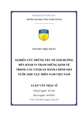 Nghiên Cứu Yếu Tố Ảnh Hưởng Đến Hành Vi Tham Nhũng Kinh