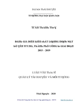 Đánh giá chất lượng nước hồ Yên Trung tại Uông Bí