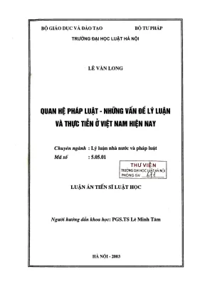 Nghiên Cứu Quan Hệ Pháp Luật Tại Việt Nam: Lý Luận và 