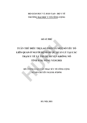 Nghiên Cứu Tuân Thủ Điều Trị Lao Phổi Tại Huyện Krông