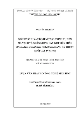 Nghiên Cứu ADN Mã Vạch và Nhân Giống Cây Kim Tiền Thảo
