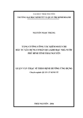 Tăng Cường Kiểm Soát Chi Đầu Tư Xây Dựng Qua Kho Bạc Nhà