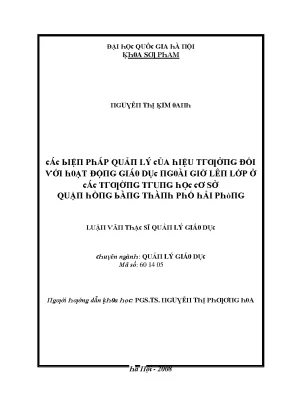 Biện pháp quản lý hiệu trưởng trong giáo dục ngoài giờ