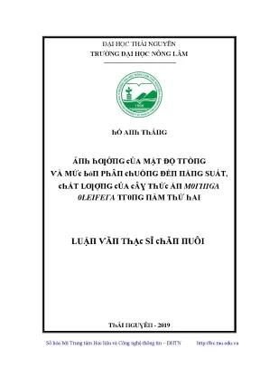 Nghiên Cứu Mật Độ Tăng Trưởng Và Năng Suất Cây Trồng Tại 