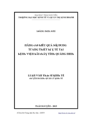 Hiệu Quả Sử Dụng Trang Thiết Bị Tại Bệnh Viện Việt Bắc
