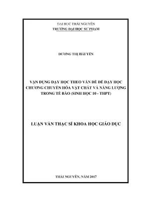 Vận Dụng Dạy Học Theo Vấn Đề Trong Chương Chuyển Hóa Vật 