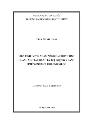 Nâng cao hoạt tính quang xúc tác CuWO4 để xử lý dƣ lượng