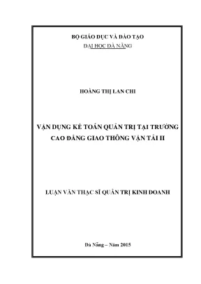Vận Dụng Kế Toán Quản Trị Tại Trường Cao Đẳng Giao Thông
