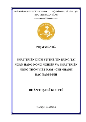 Phát Triển Dịch Vụ Thẻ Tín Dụng Tại Agribank Bắc Nam Định