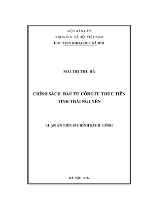 Chính Sách Đầu Tư Công Tại Tỉnh Thái Nguyên: Nghiên Cứu