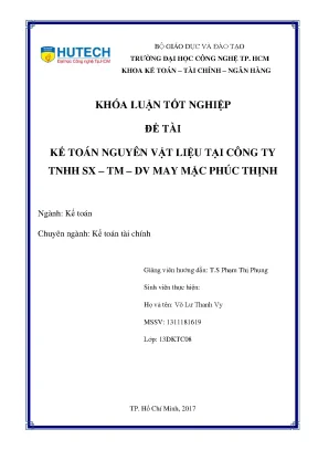 Kế Toán Nguyên Vật Liệu Tại Công Ty TNHH SX-TM-DV May