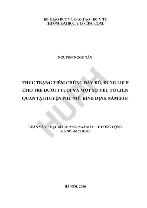 Thực Trạng Tiêm Chủng Đầy Đủ Cho Trẻ Dưới 1 Tuổi Tại