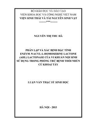 Nghiên Cứu Enzyme AHL Lactonase Trong Phòng Trừ Bệnh