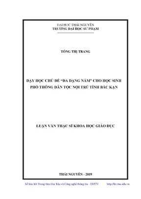 Dạy Học Chủ Đề Đa Dạng Nấm Cho Học Sinh Phổ Thông Tỉnh