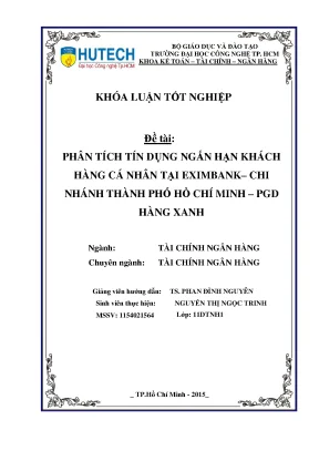 Phân Tích Tín Dụng Ngắn Hạn Khách Hàng Cá Nhân Tại Eximbank
