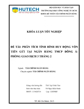 Phân Tích Huy Động Vốn Tiền Gửi Tại Ngân Hàng TMCP Đông Á
