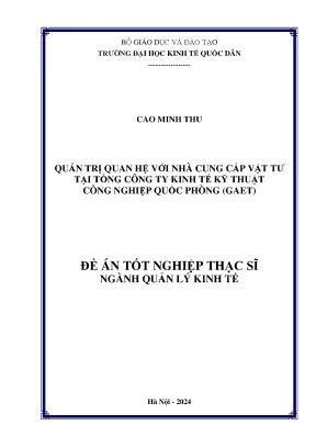 Quản Trị Quan Hệ Với Nhà Cung Cấp Vật Tư Tại Tổng Công