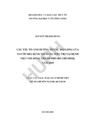 Các Yếu Tố Ảnh Hưởng Đến Sự Hài Lòng Của Người Nhà Bệnh
