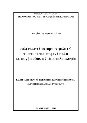 Giải pháp nâng cao quản lý thuế thu nhập cá nhân tại