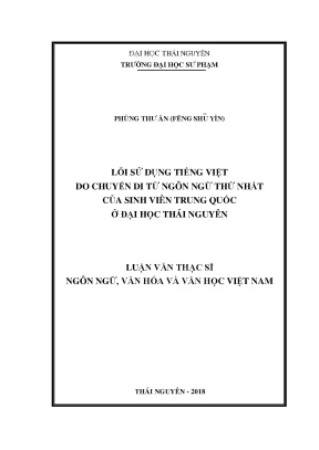 Lỗi Sử Dụng Tiếng Việt Của Sinh Viên Trung Quốc Tại Đại