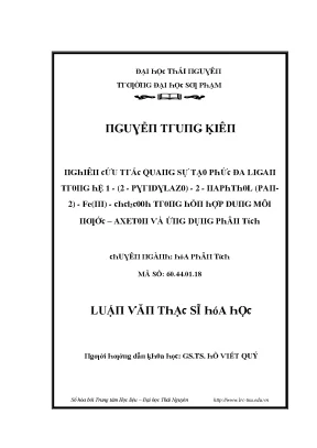 Nghiên cứu về sự tạo phức đa ligands của Fe(III) trong