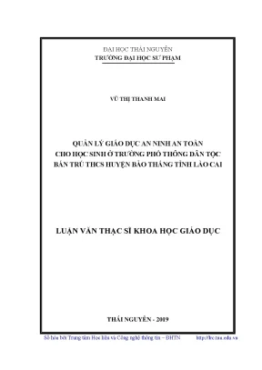 Quản Lý An Ninh An Toàn Giáo Dục Cho Học Sinh Tại Trường