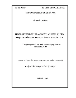 Thẩm Quyền Điều Tra Vụ Án Hình Sự Trong Công An Nhân Dân