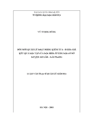 Đổi Mới Quản Lý Hoạt Động Kiểm Tra Giáo Dục Tại Đại Học