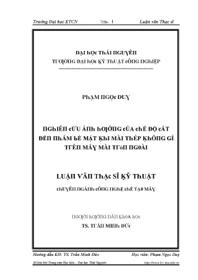 Nghiên cứu về ảnh hưởng của chế độ cắt đến bề mặt khi